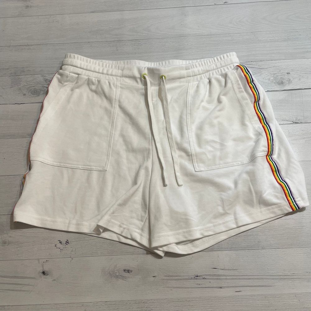 jane and‎ delancey white rainbow stripe shorts womens medium